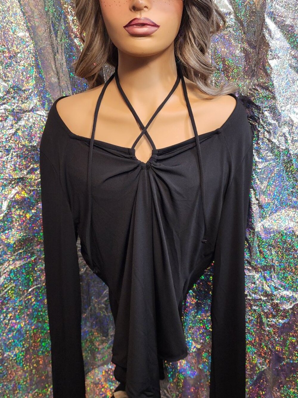 Sexy strings black bodysuit blouse - Intempo - XXL